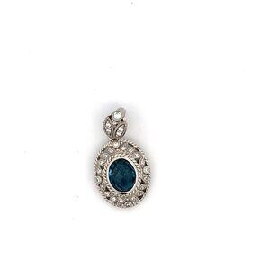 Judith Ripka Sterling CZ/Blue Stone Oval Pendant